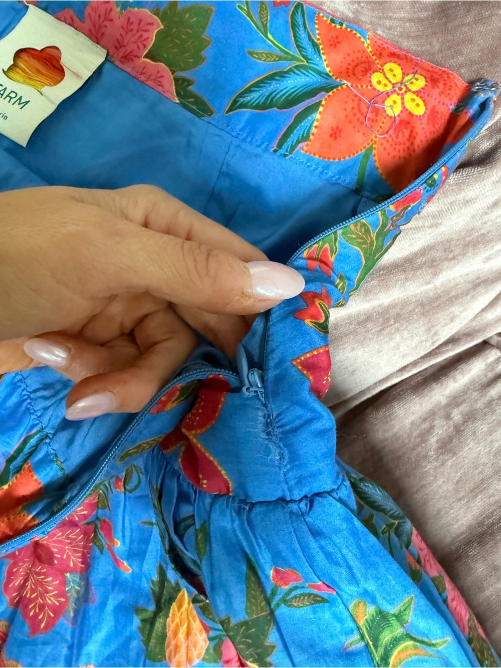 FARM Rio Turquoise Floral & Pineapple Tiered Mini Skirt - Picture 5 of 7